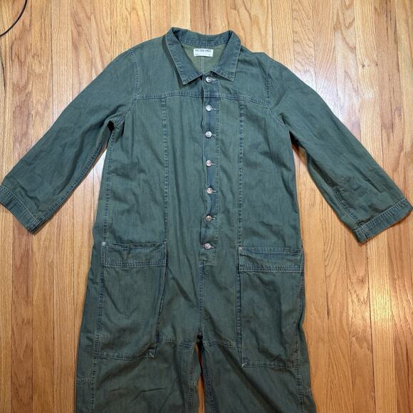 Free People We The Free Margarita Jumpsuit Women’s Size Medium Faded Green Wide - Picture 3 of 16